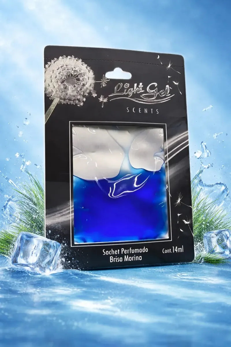Ambientador gel para carro Light Gel sachet Brisa Marina con aroma fresco y agradable para tu vehículo.