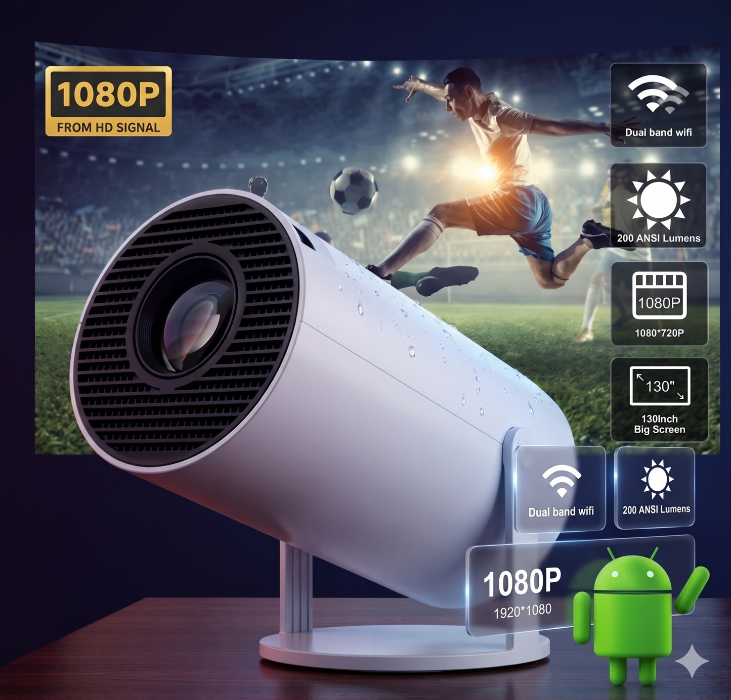 Proyector 4k Hd 1080p Android 11 Smart T