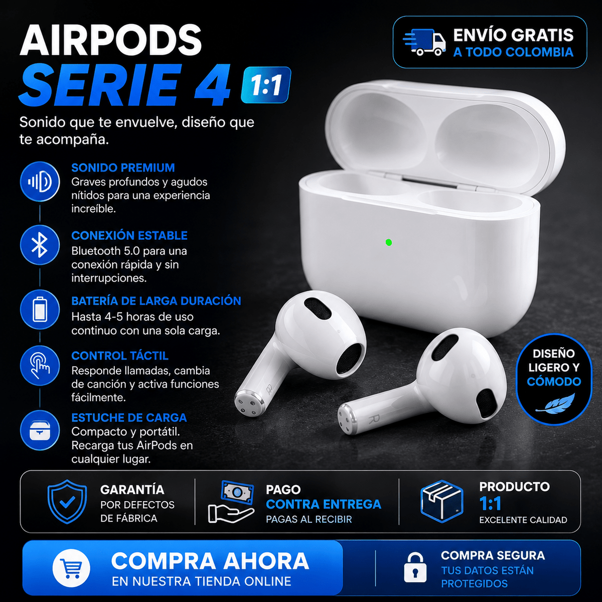 Audífonos Genéricos Serie 4 1.1 Bluetooth | Sonido Inalámbrico y Portátil - INSTALL - STOREINSTALL - STORE