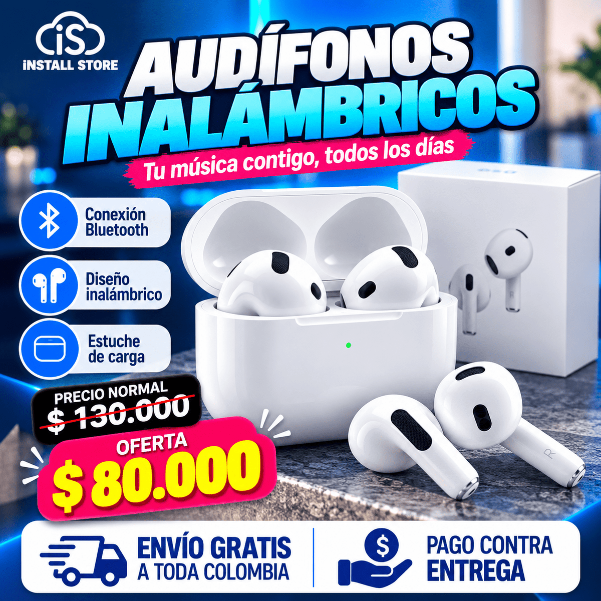 Audífonos Genéricos Serie 4 1.1 Bluetooth | Sonido Inalámbrico y Portátil - INSTALL - STOREINSTALL - STORE