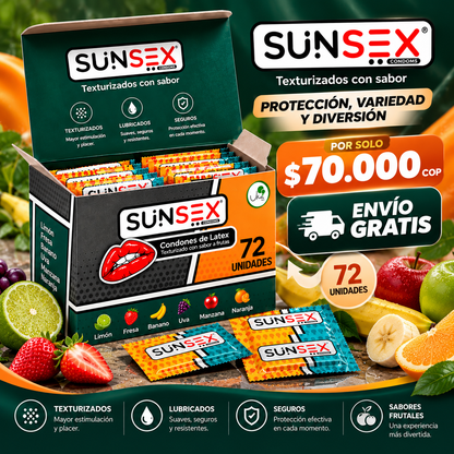 Condones SUNSEX Texturizados con Sabores (72 Unidades) - INSTALL - STOREINSTALL - STORE