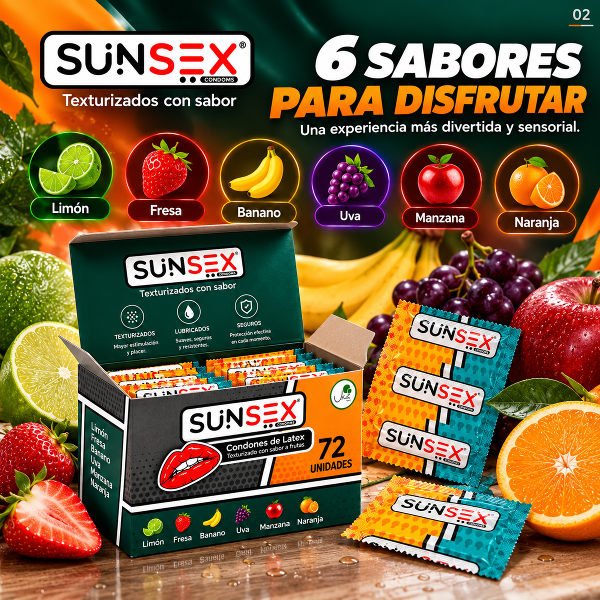 Condones SUNSEX Texturizados con Sabores (72 Unidades) - INSTALL - STOREINSTALL - STORE