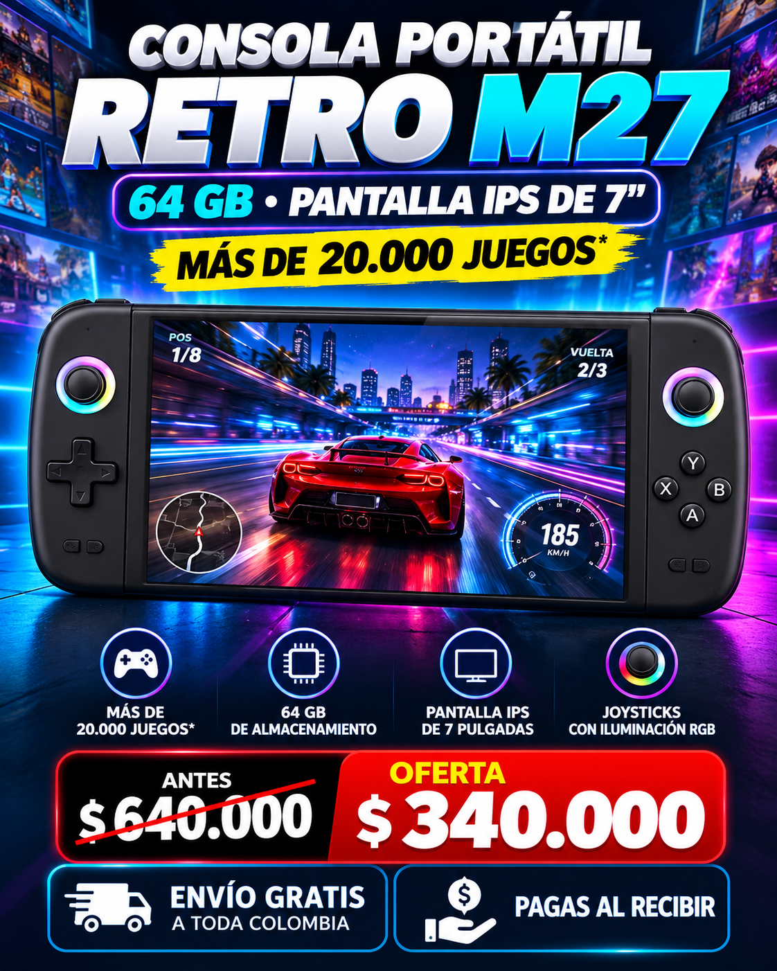 Consola Portátil Retro M27 64Gb - INSTALL - STOREINSTALL - STORE