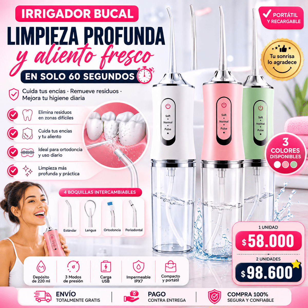 Irrigador Bucal Recargable | Encías sanas y aliento fresco en 60 segundos - INSTALL - STOREINSTALL - STORE