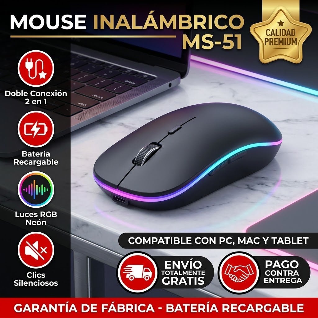Mouse Inalámbrico MS-51 2 en 1 Bluetooth | Recargable - INSTALL - STOREINSTALL - STORE