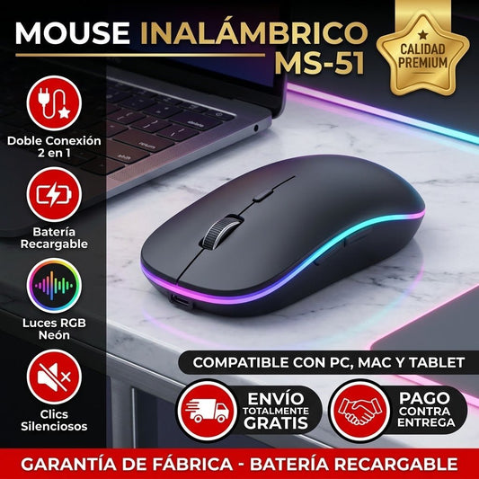 Mouse Inalámbrico MS-51 2 en 1 Bluetooth | Recargable - INSTALL - STOREINSTALL - STORE