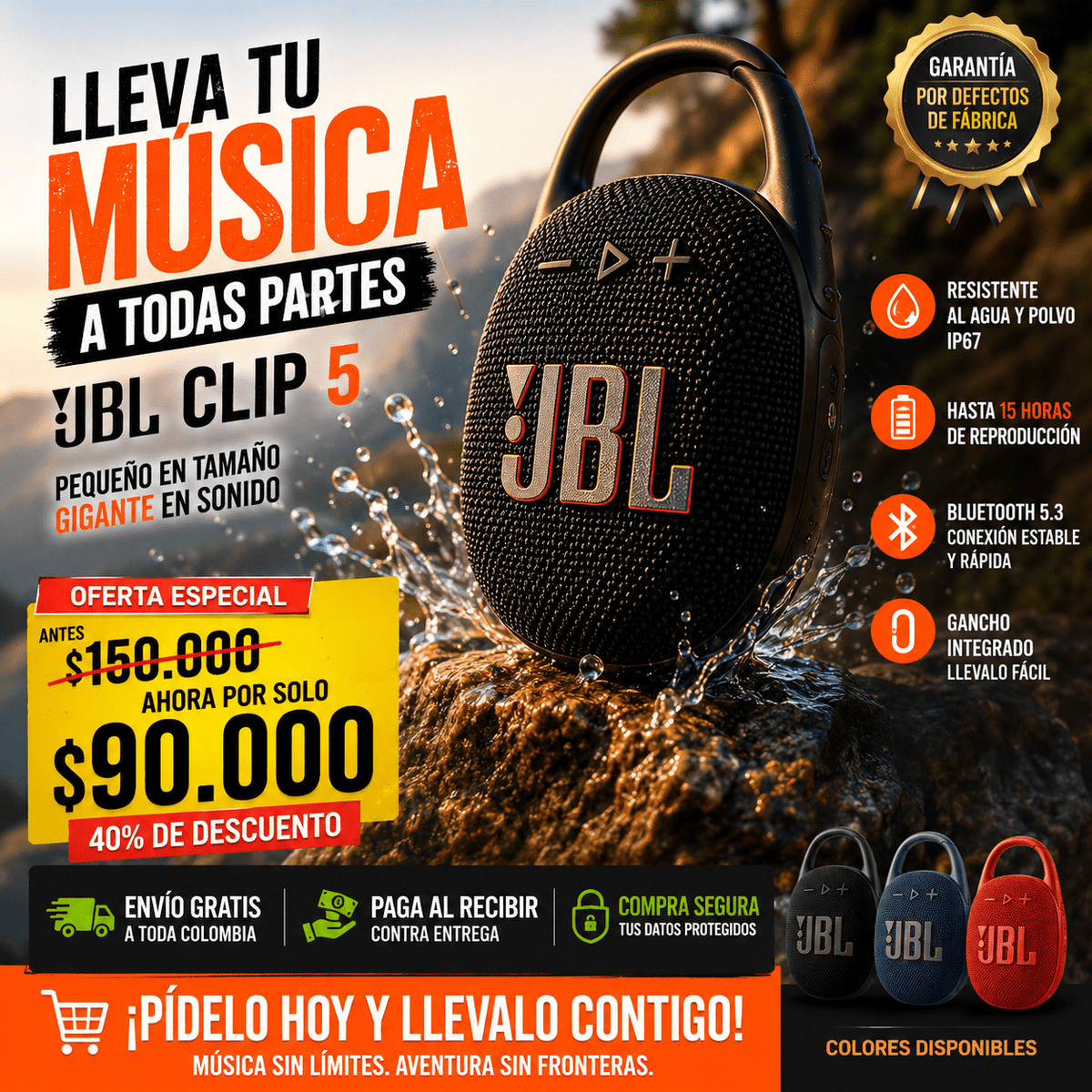 Parlante Clip 5 Bluetooth Portátil | Sonido Potente - INSTALL - STOREINSTALL - STORE